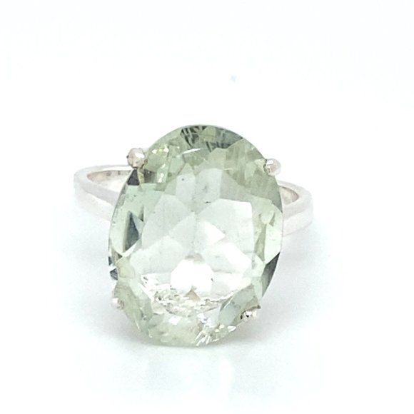 Prasiolite 7.05ct Platinum Finish Solid 925 Sterling Silver Ring - Picture 1 of 5